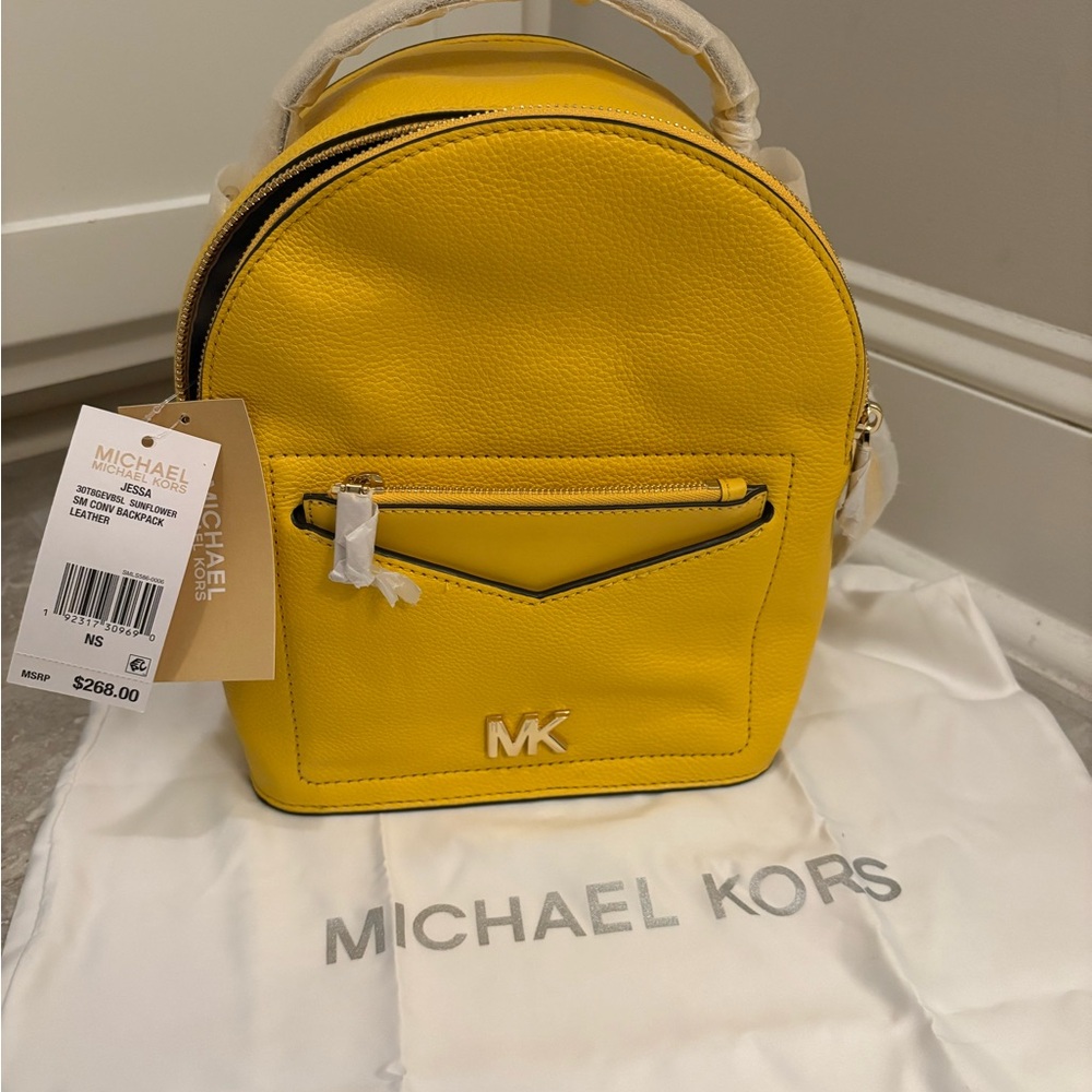 NWT Michael Kors Yellow Women's Bag- Jessa convertible backpack in Sunflower